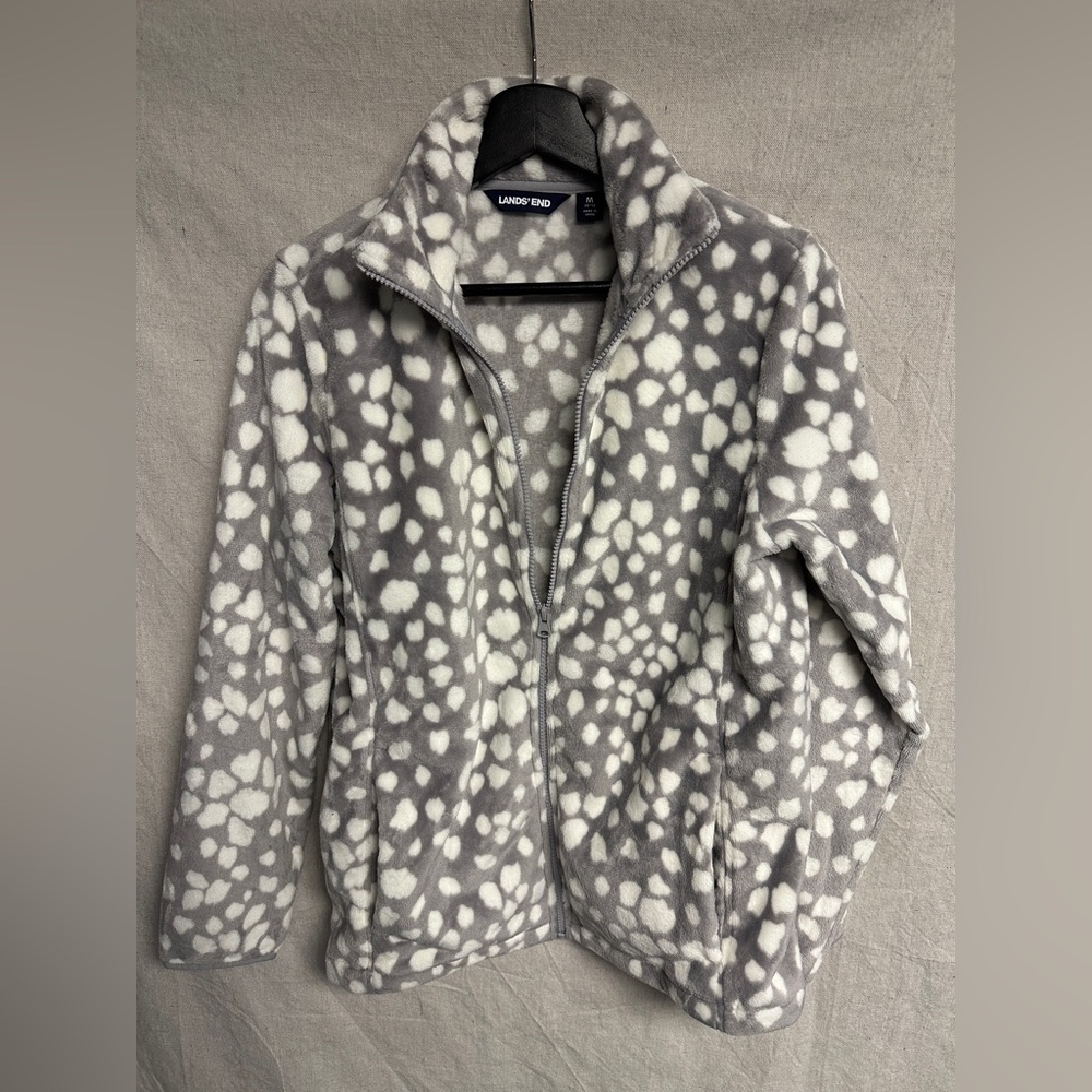 Lands End soft lightweight fleece full zip women’s medium